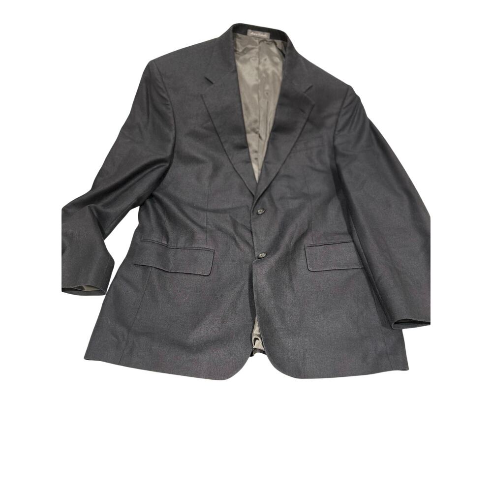 Oscar de la Renta Silk Wool Blazer 42R Charcoal Luxury Suit Jacket